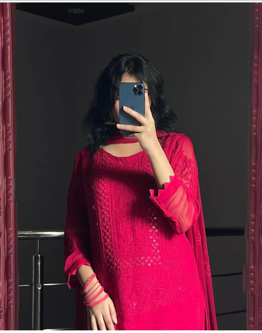 Shadow Sheesha Gala Work & Chikenkari 2 Pcs Dress