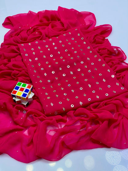 Barfi Ring Mukesh on soft krinkle shifoon ✨